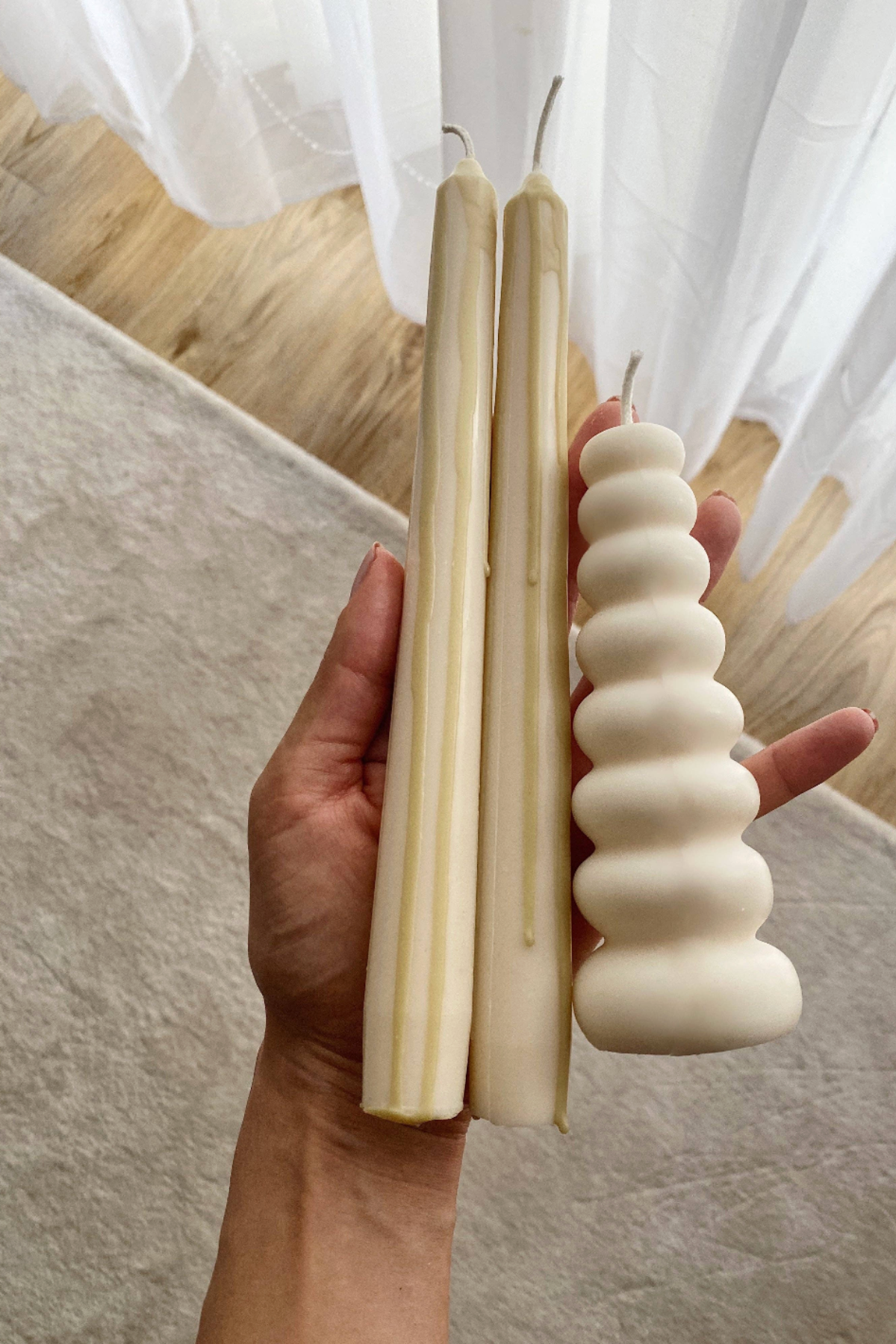 Sand Abstract Drip Candle sticks (Set of 2)