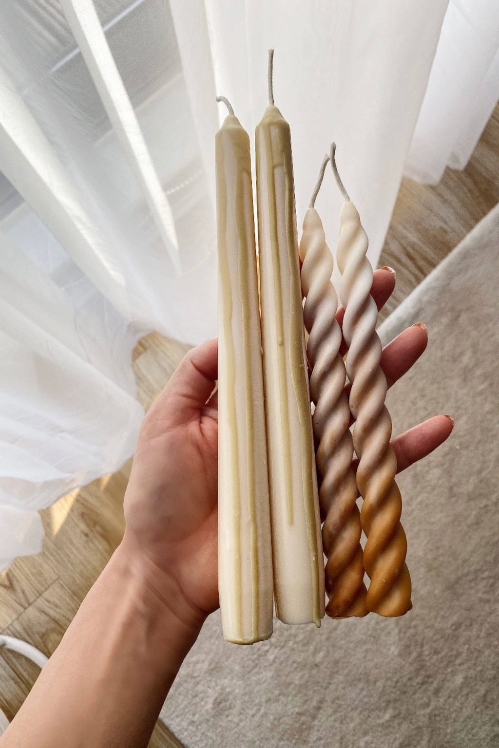 Sand Abstract Drip Candle sticks (Set of 2)