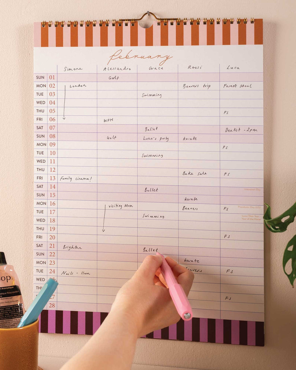  Boho A3 2026 Family Planner Calendar