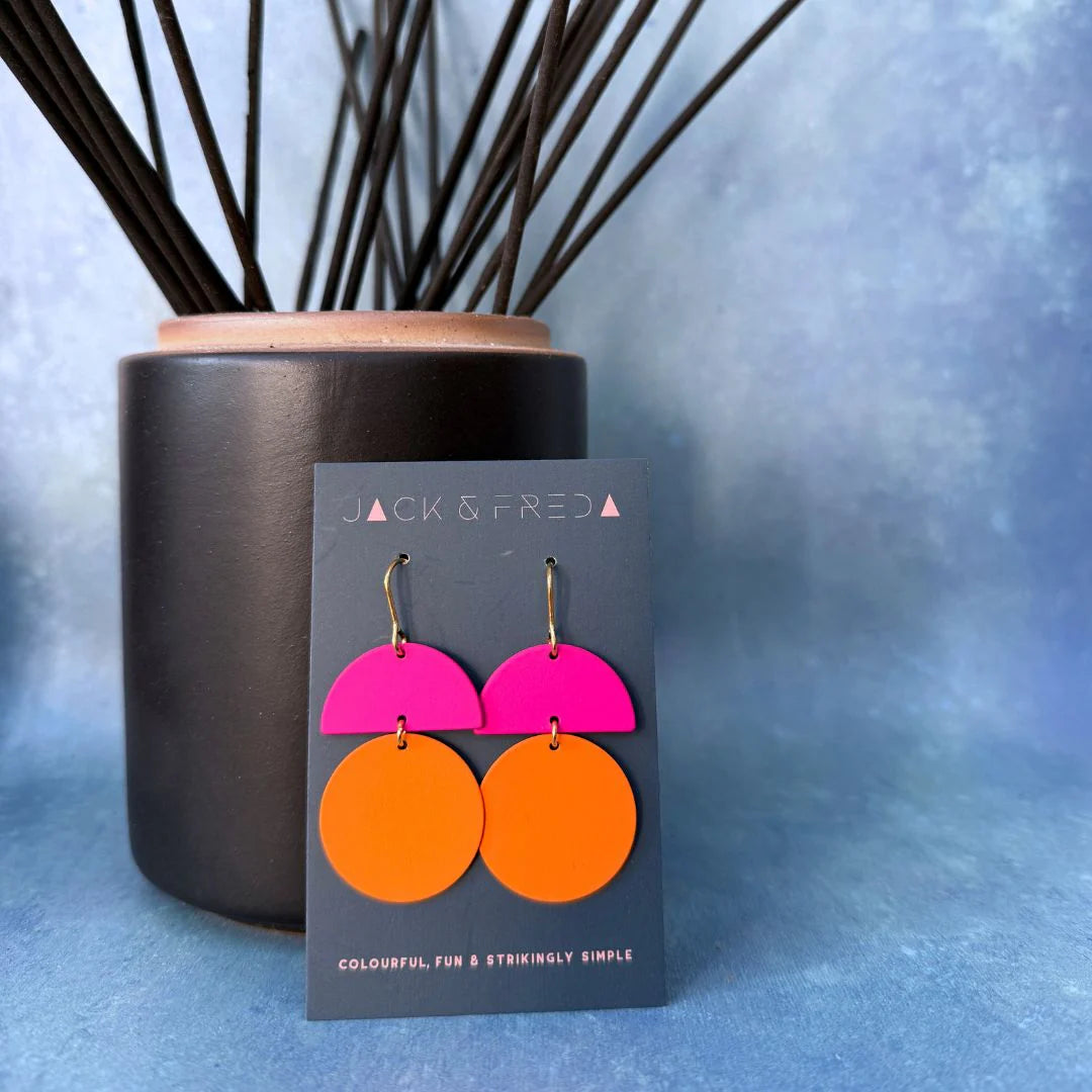 Jack & Freda Orla Earrings - Orange & Pink