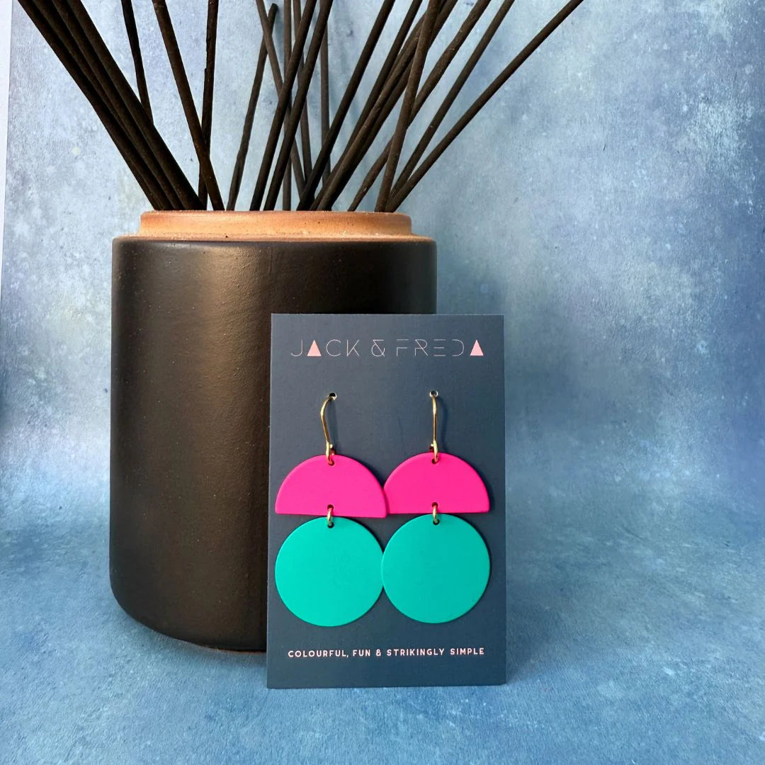 Jack & Freda Orla Earrings - Turquoise & Pink