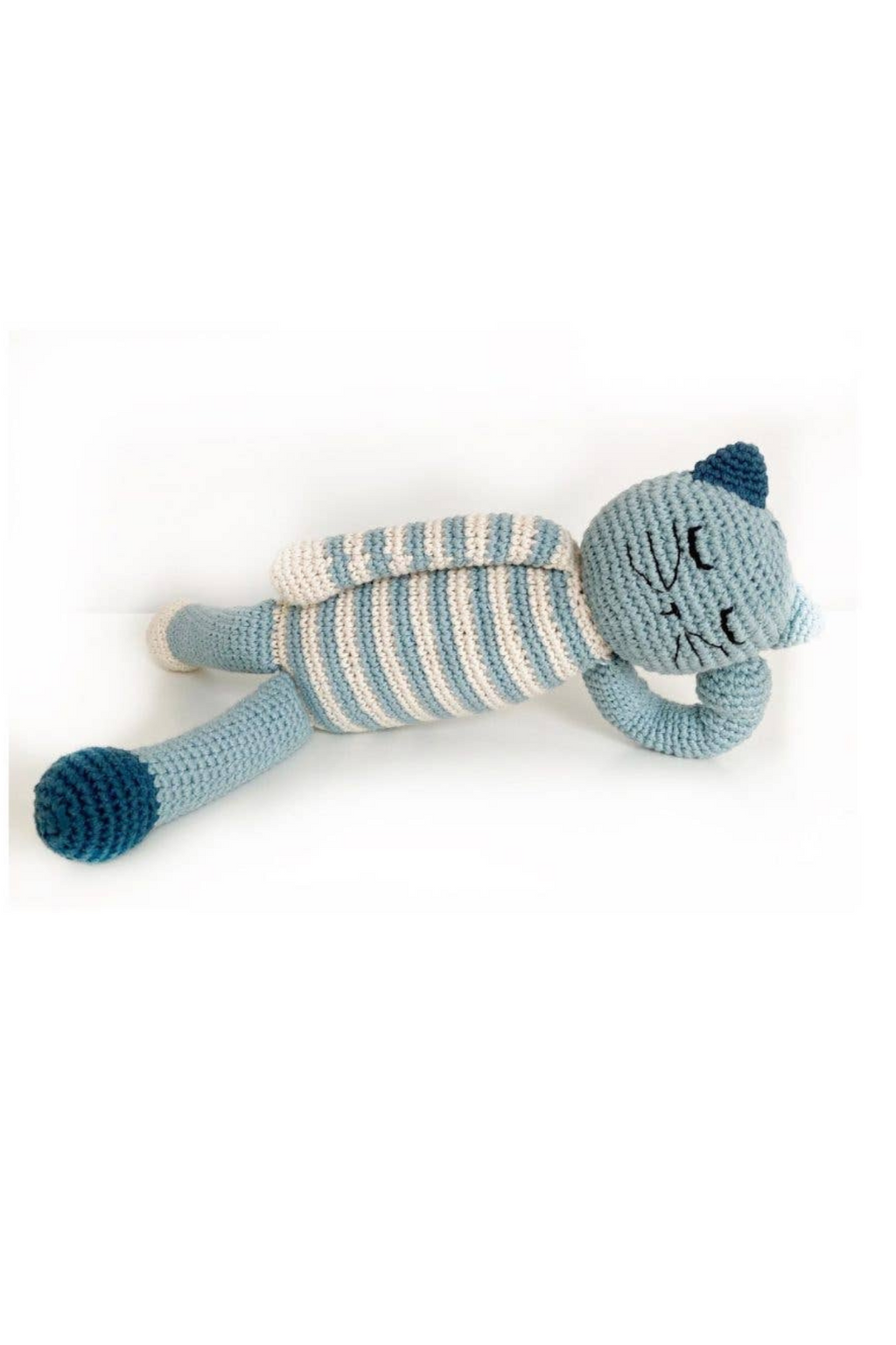 Blue Sleeping Kitten Baby Rattle