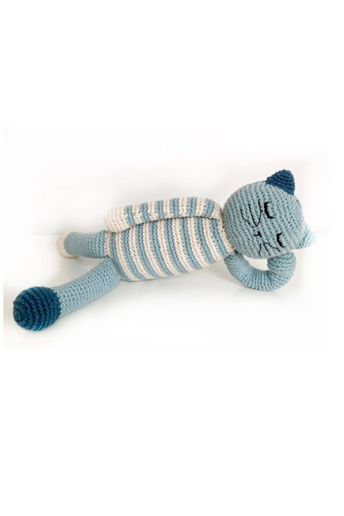 Blue Sleeping Kitten Baby Rattle