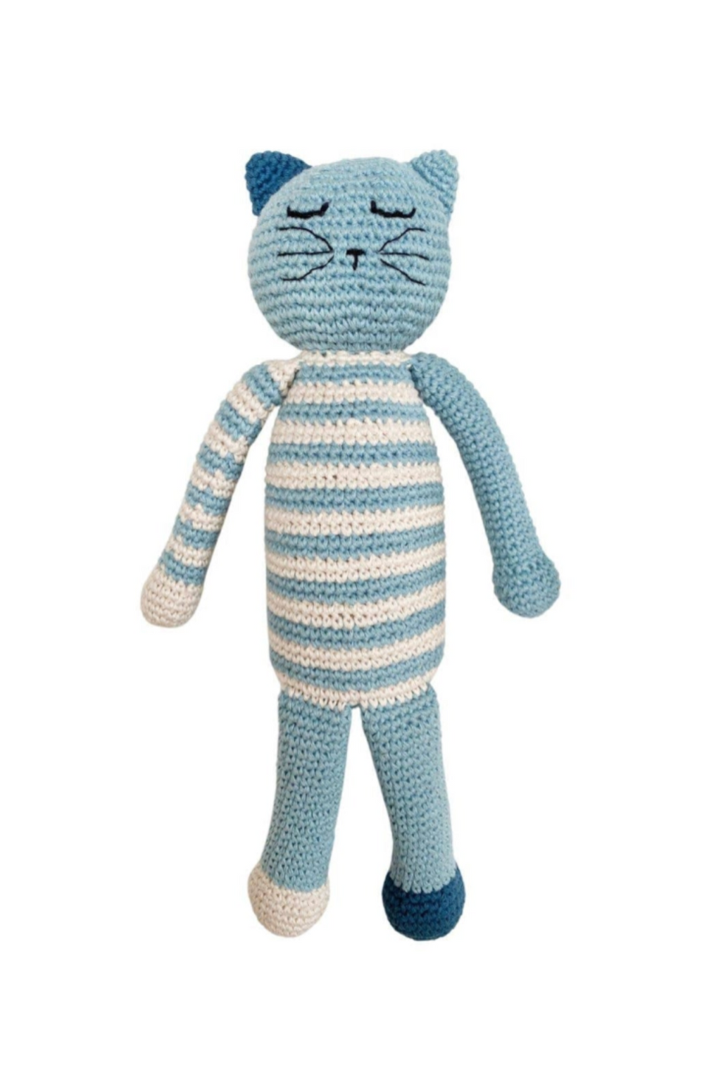 Blue Sleeping Kitten Baby Rattle